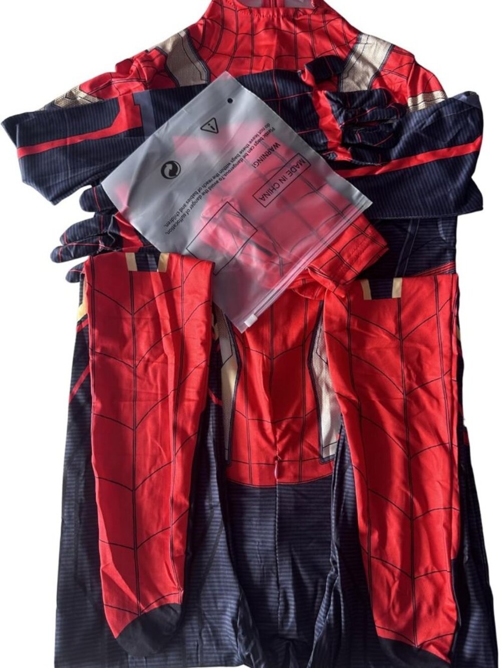 Kids Halloween Costume - Spandex Jumpsuit with Printed Design & Mask, Hero Theme